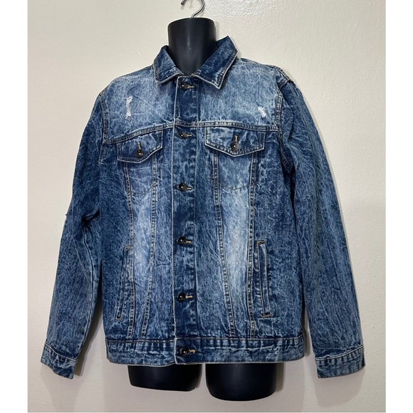 NWOT South Pole Distressed Blue Denim Jacket - Picture 1 of 10